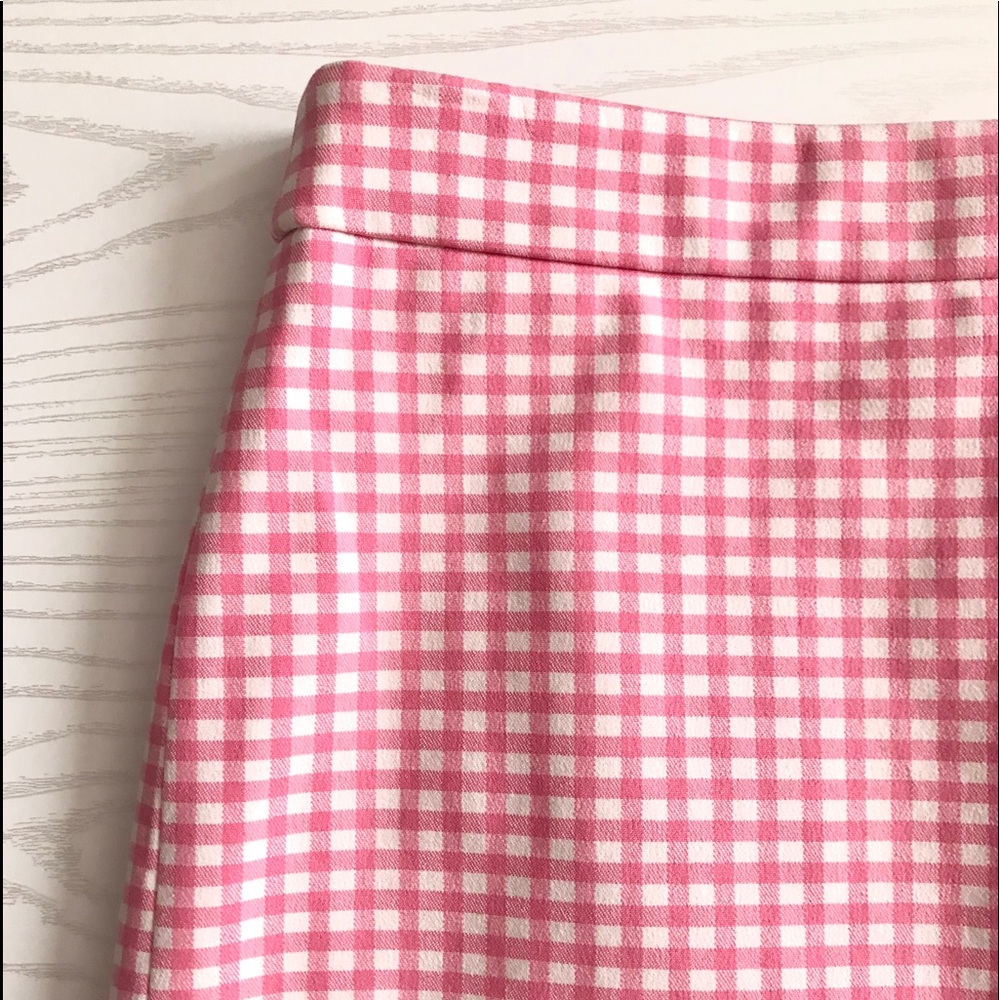 SOLD J. CREW No 2 Pencil Skirt Pink in Gingham - Picture 3 of 8